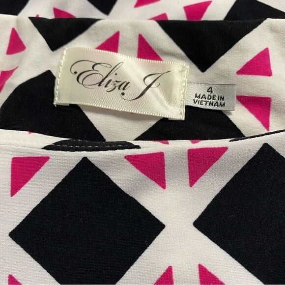 Eliza J Pink & Black Geometric Print Dress Size 4 - Picture 8 of 10